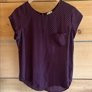 Lily White Burgundy Polka Dot Blouse